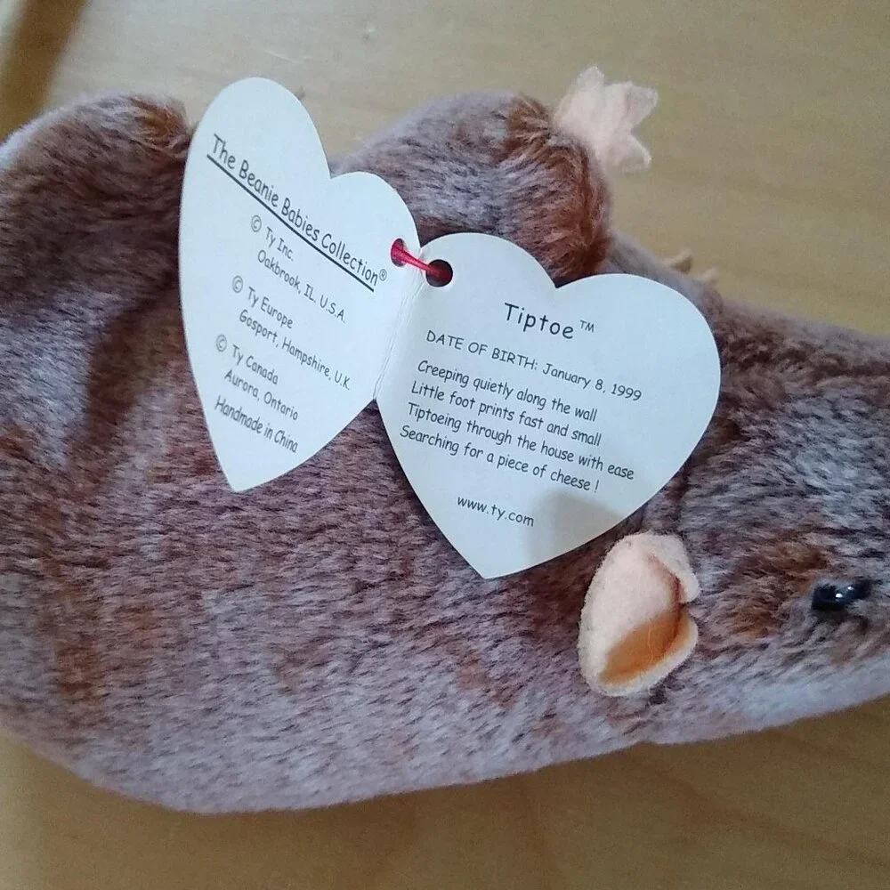 Ty Beanie Babies Tiptoe The Mouse 1999 size 13” Vintage
